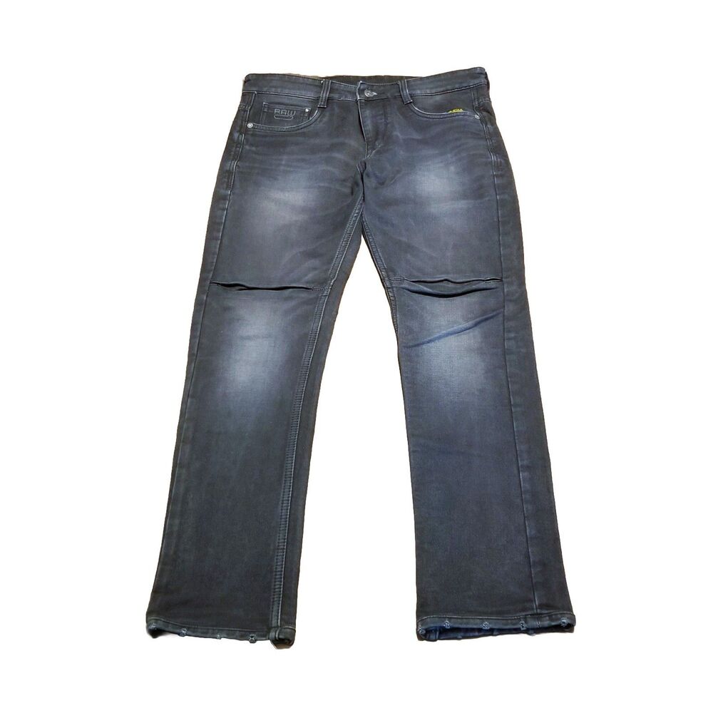 G Star Raw 3301 Jeans Men Size 32 Faded Black Slim Fit Denim 100% Cotton (33x28)